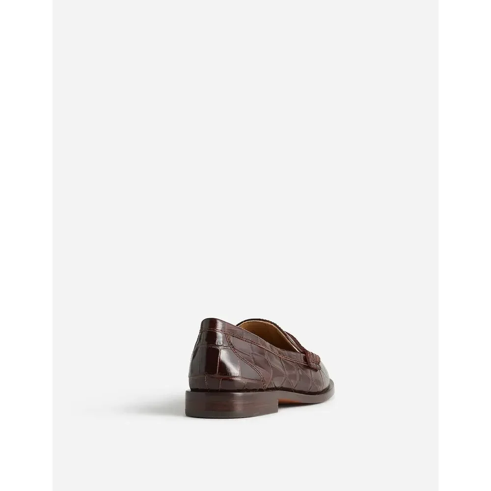 Madewell The Grayson Penny Loafer Croc-Stamped Chocolate Raisin Size 8.5 NWOT